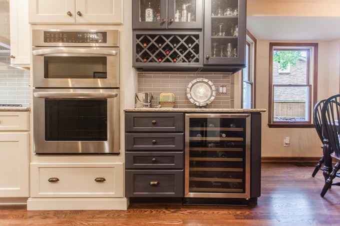 Custom beverage station in Wyoming, Ohio kitchen remodel by Legacy Builders