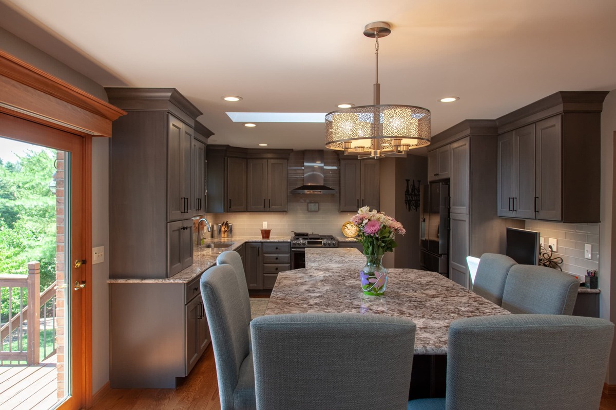 Interior of kitchen remodel in White Oak, Ohio with U-shaped layout by Legacy Builders