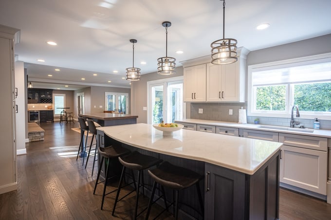 Luxury kitchen renovation in Cincinnati with curved countertop