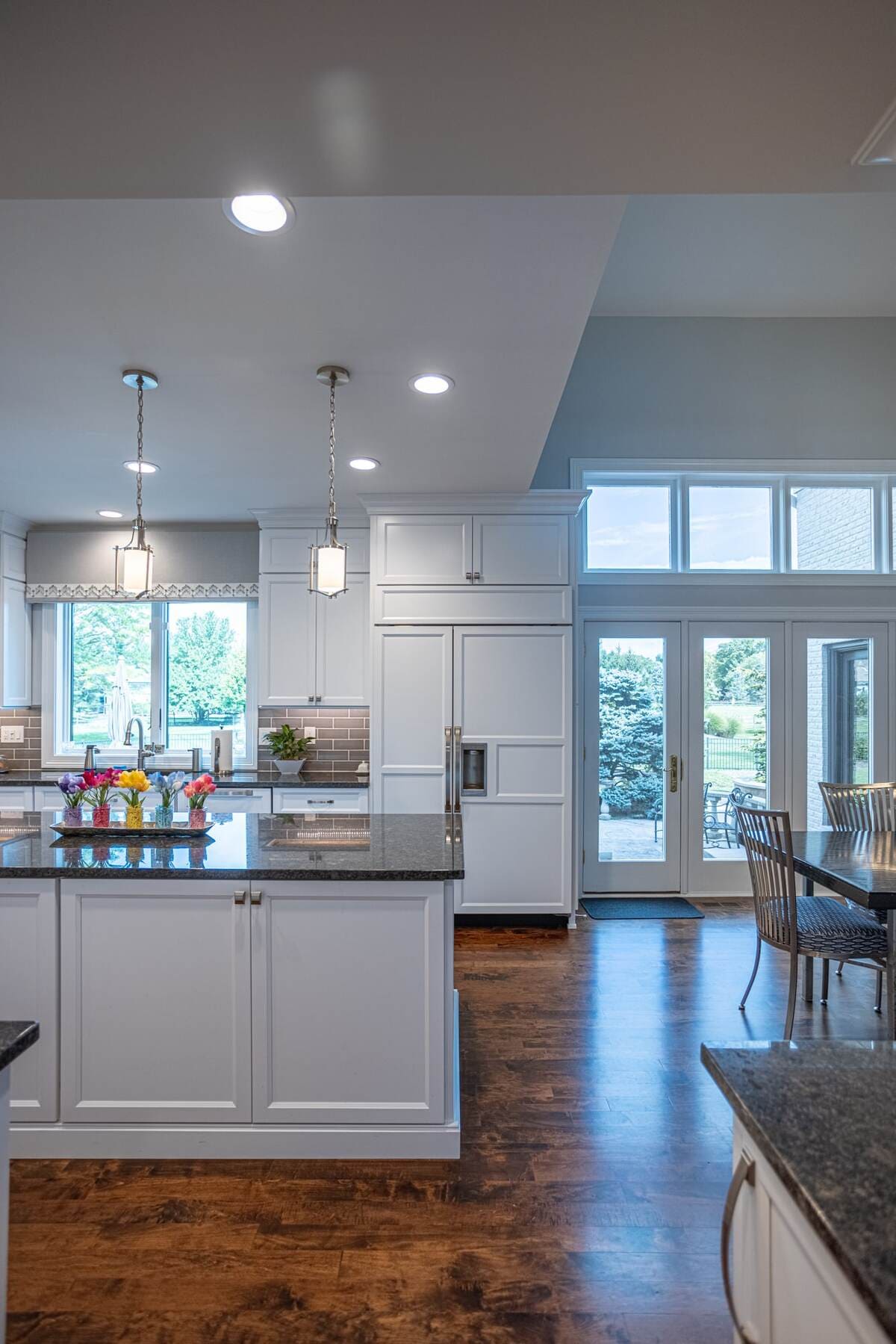 Luxury kitchen remodel with cabinet coverings on fridge