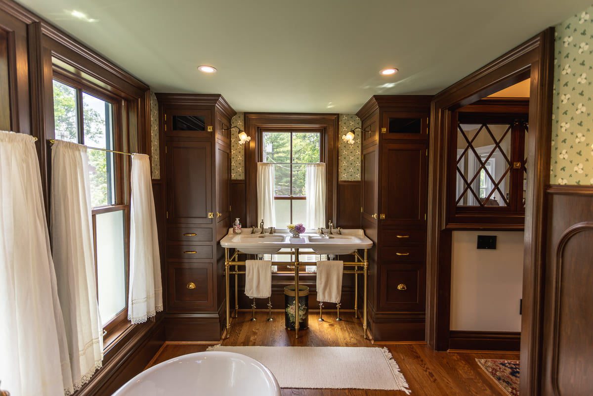 Second-story bathroom addition in historic Wyoming, OH home by Legacy Builders