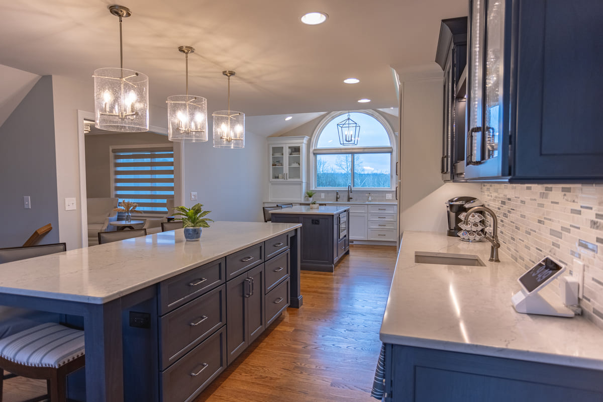 kitchen remodel in Butler County, Ohio by Legacy Builders with double islands