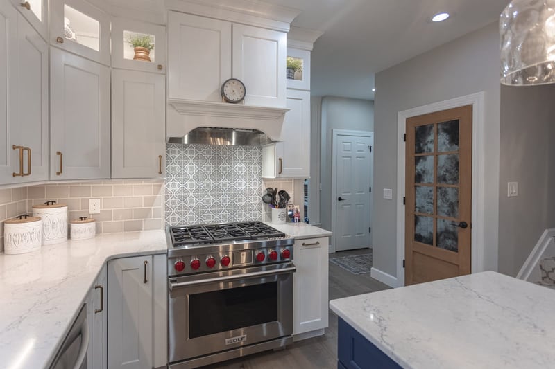Wetherington Country Club kitchen remodel with mosaic and subway tile backsplash