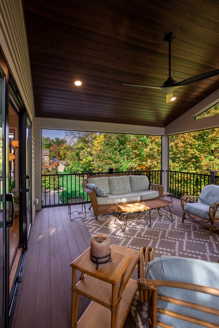 Screened-in porch with composite decking in Evendale, Ohio by Legacy Builders