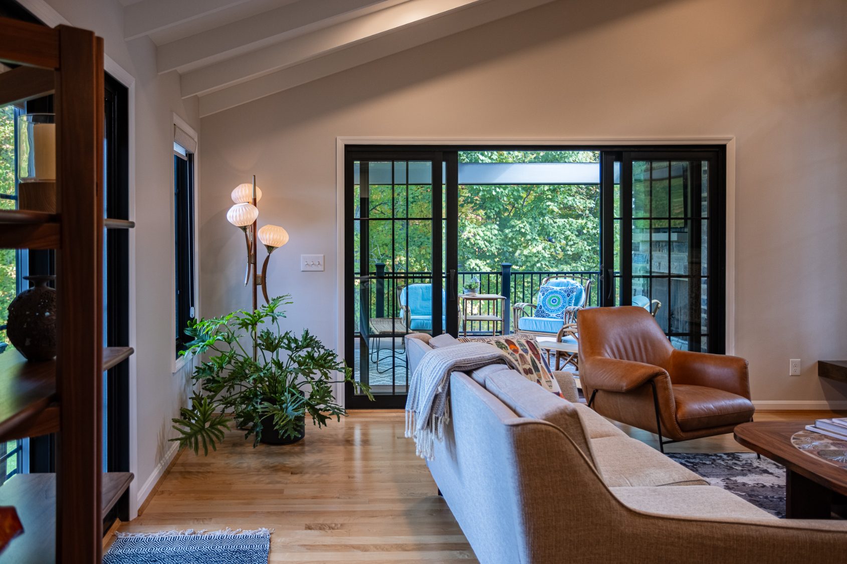 Sliding doors to deck in Evendale, Ohio great room addition by Legacy Builders